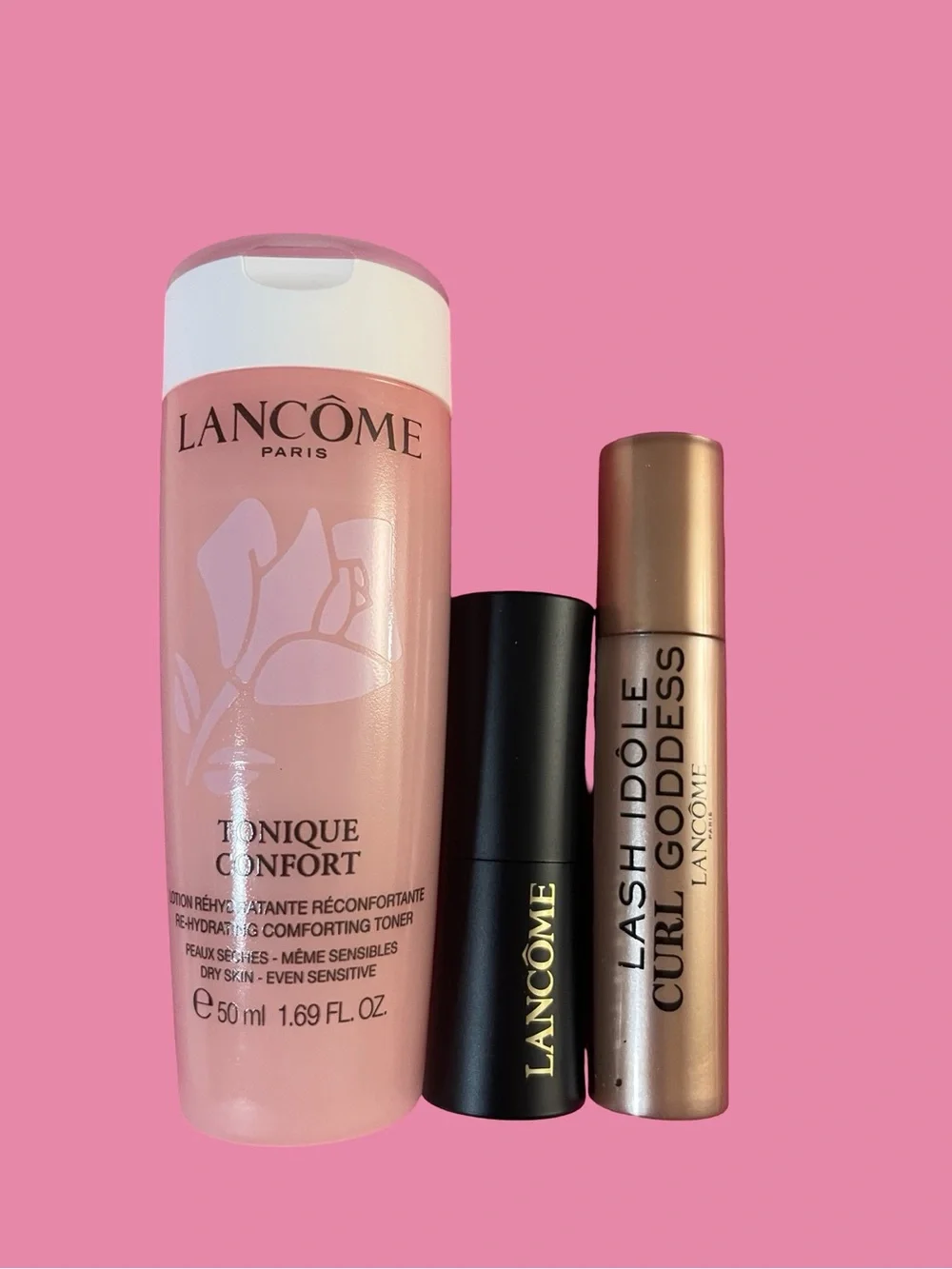 Lancôme Lash Idole mascara Labsolu Rouge lipstick REHYDRATING COMFORTING TONER